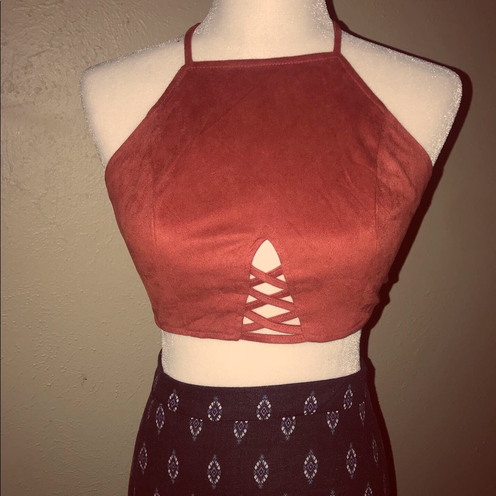Copper orange crop top